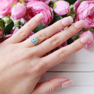 Iris Oval Aquamarine Engagement Ring in 14K White Gold