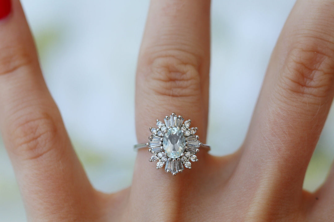 Victoria Natural Aquamarine Ring- Sterling Silver