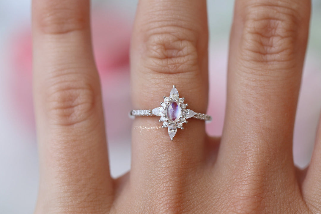 Starburst Moonstone Ring- Sterling Silver