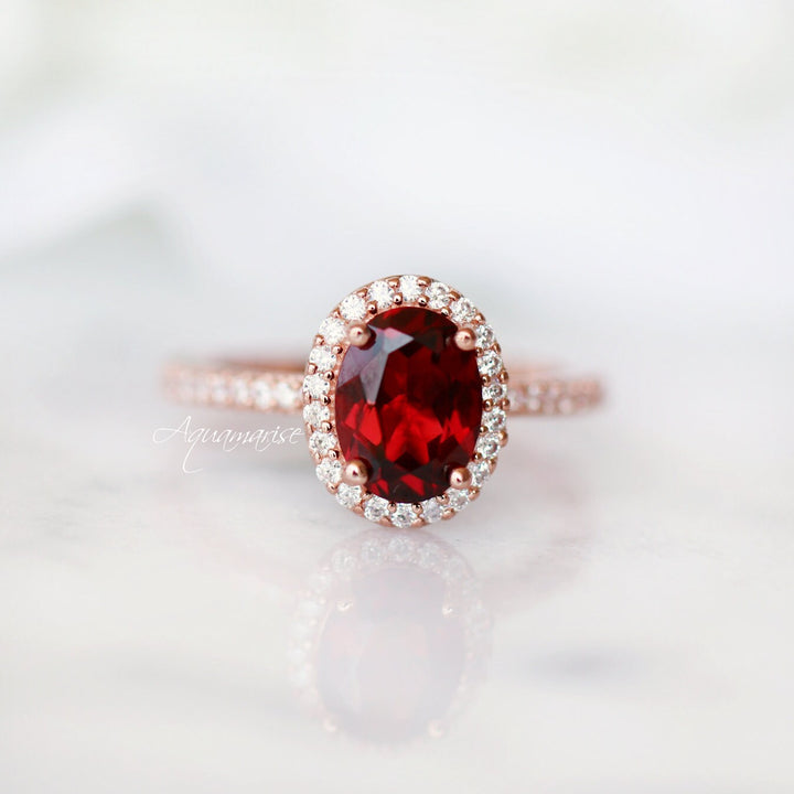 Iris Garnet Ring- 14K Rose Gold Vermeil