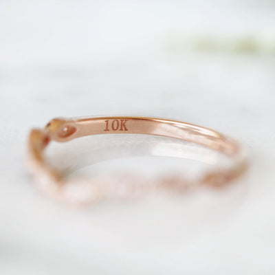Luxe Custom Curved Wedding Band- 10K 14K 18K Solid Rose Gold
