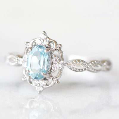 Claire Aquamarine Ring- Sterling Silver