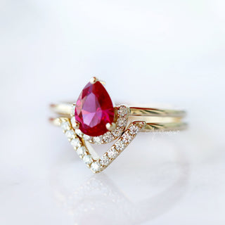 Petite Chevron Natural Diamond or Moissanite Wedding Band in 14K Solid Yellow Gold