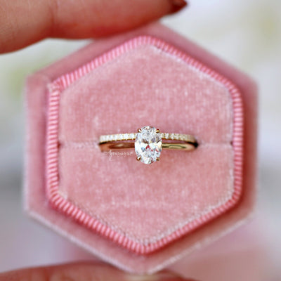 1CT Solitaire Moissanite Engagement Ring Set- 14K Solid Yellow Gold