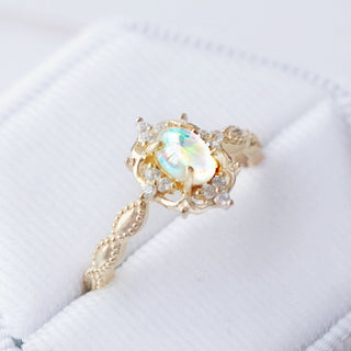 Natural Australian Opal Engagement Ring in 14K Yellow Gold Vermeil