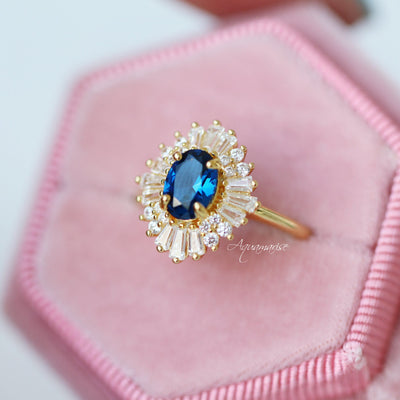 Victoria Sapphire Ring- 14K Yellow Gold Vermeil
