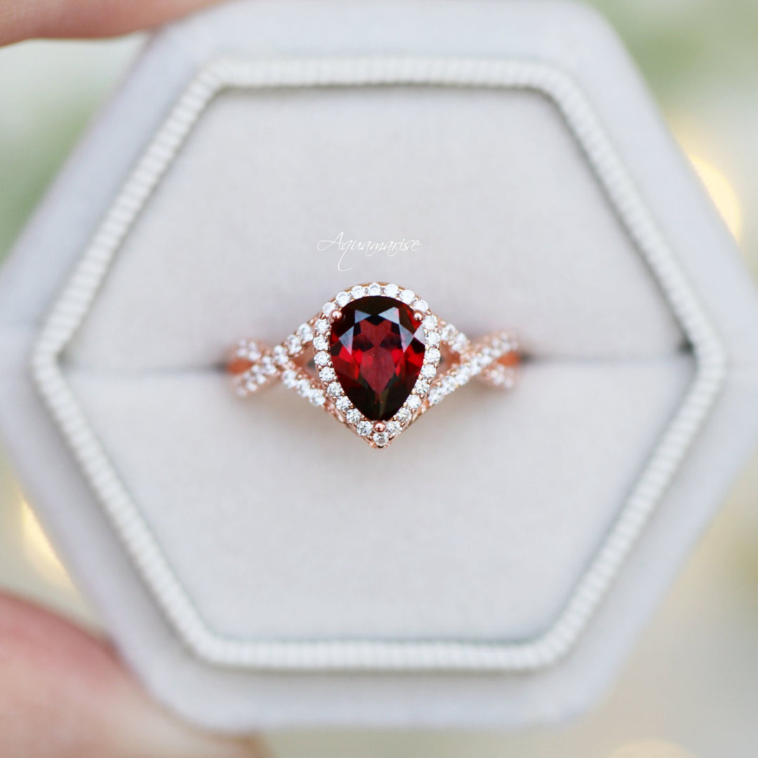 Flair Garnet Ring- 14K Rose Gold Vermeil