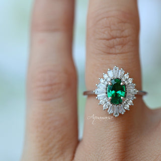 Victoria Emerald Engagement Ring in Sterling Silver