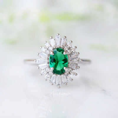Victoria Emerald Ring- Sterling Silver