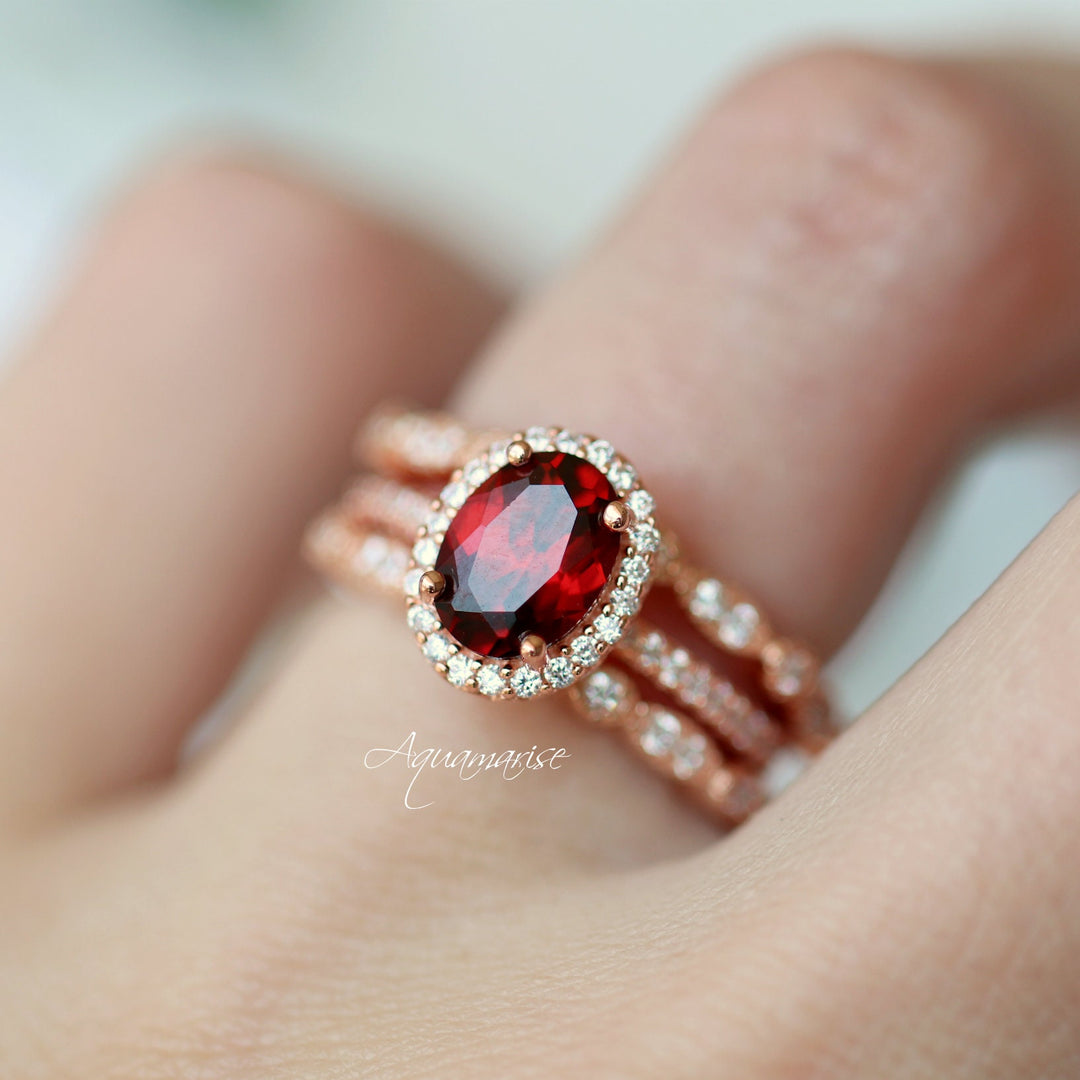 Iris Garnet Ring- 14K Rose Gold Vermeil