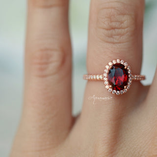 Iris Natural Red Garnet Ring in 14K Rose Gold Vermeil