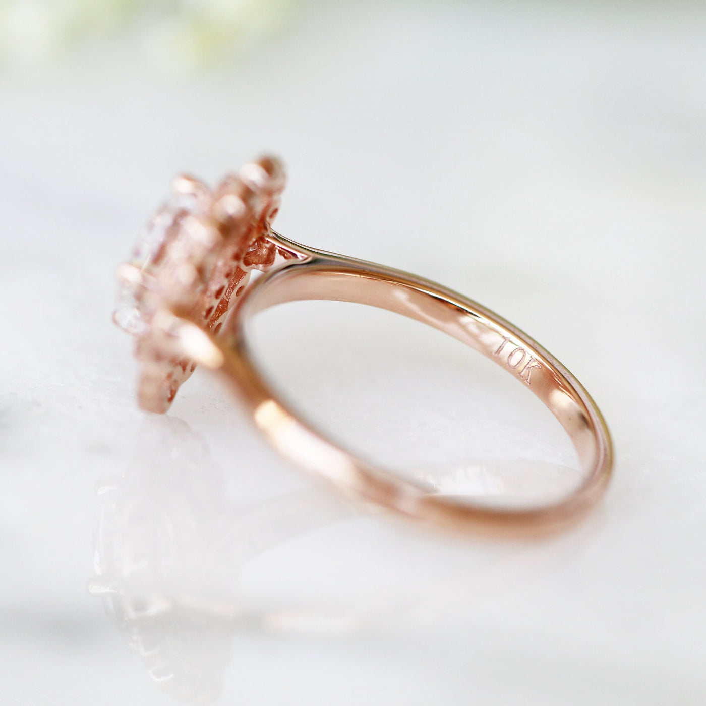 Valentina Diamond or Moissanite Ring- 10K/14K/18K Solid Rose Gold