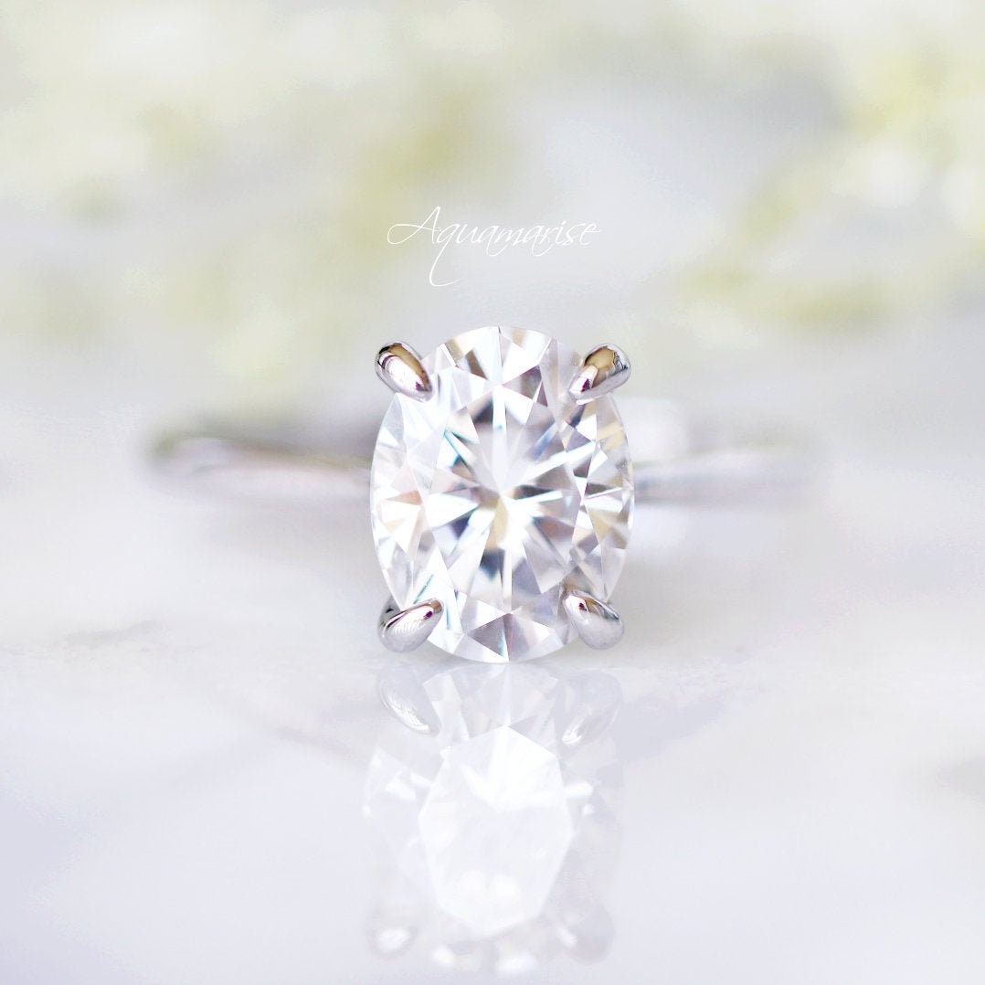 2CT Moissanite Engagement Ring- 14K White Gold