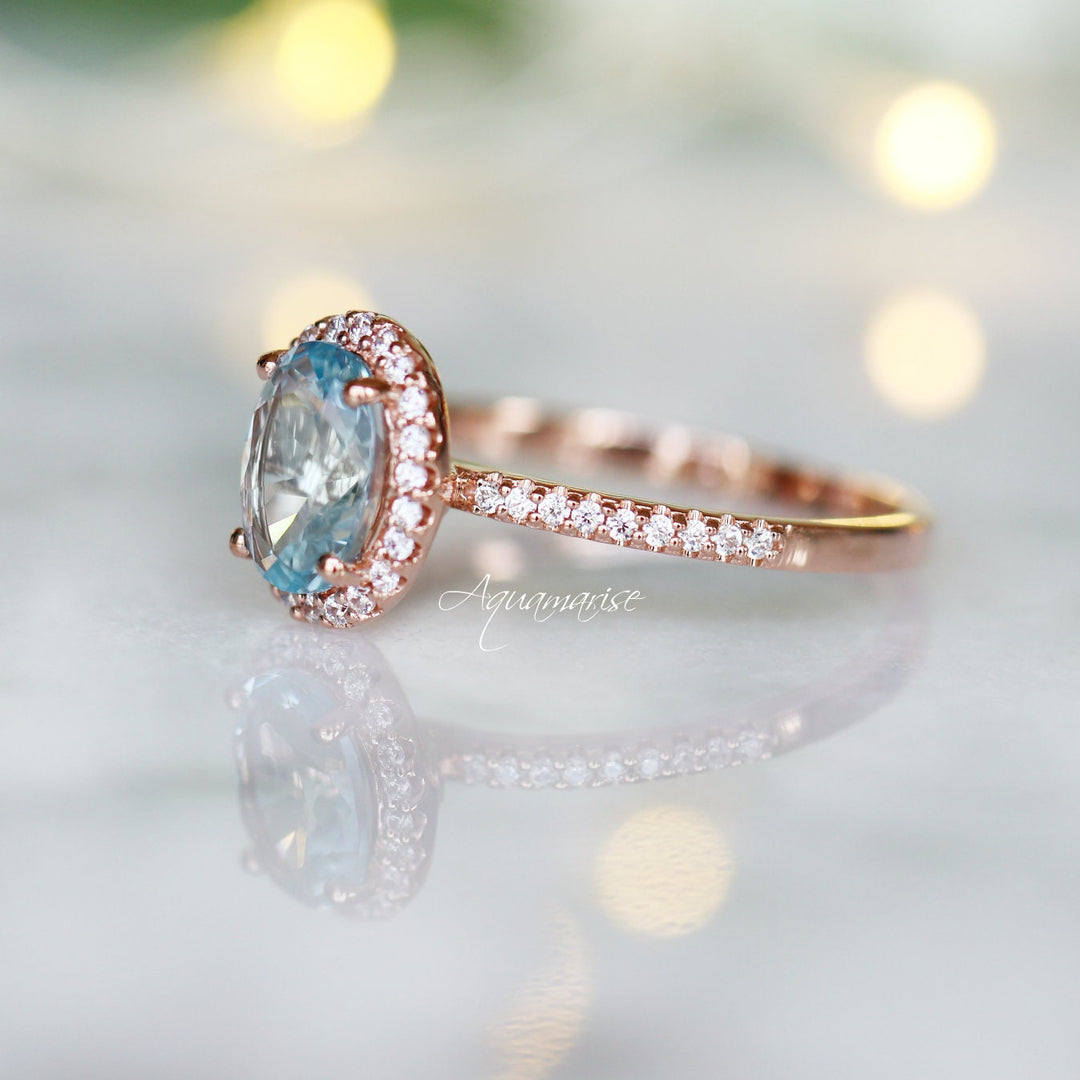 Iris Aquamarine Ring- 14K Rose Gold Vermeil