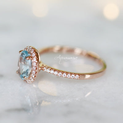Iris Aquamarine Ring- 14K Rose Gold Vermeil