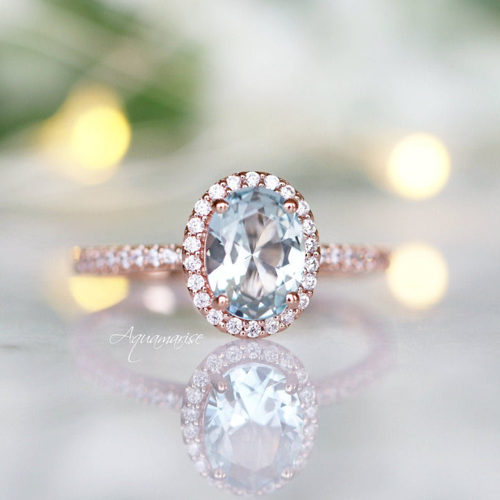 Iris Aquamarine Ring- 14K Rose Gold Vermeil