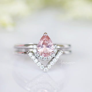Aria Morganite Ring Set- Sterling Silver