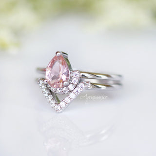 Aria Morganite Ring Set- Sterling Silver