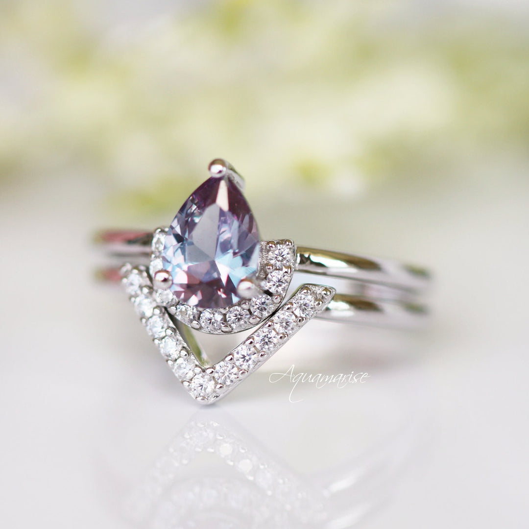 Aria Alexandrite Ring Set- Sterling Silver