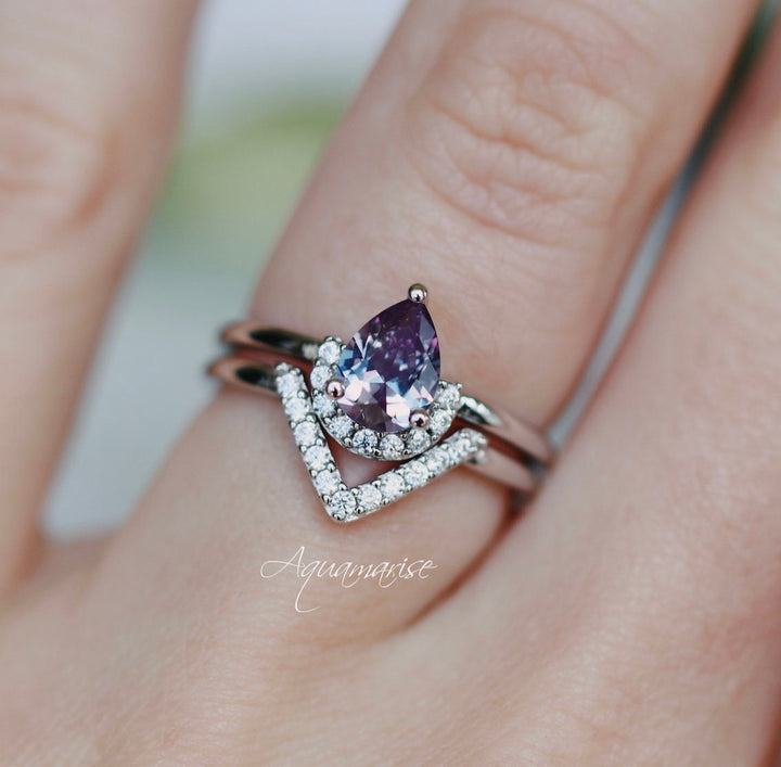 Aria Alexandrite Ring Set- Sterling Silver