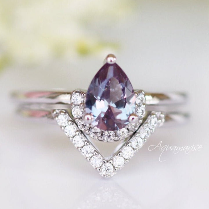 Aria Alexandrite Ring Set- Sterling Silver