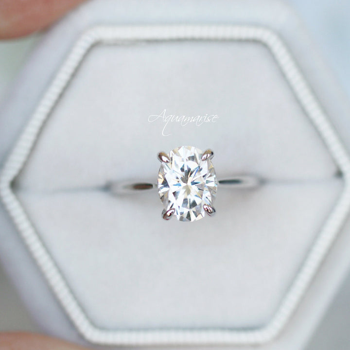 2CT Moissanite Engagement Ring- 14K White Gold