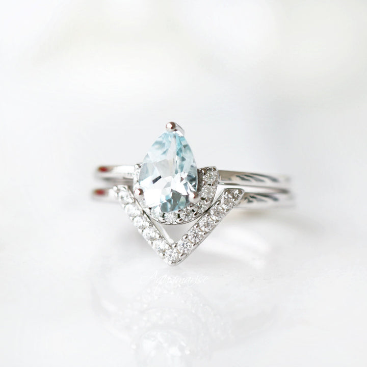 Aria Aquamarine Ring Set- Sterling Silver