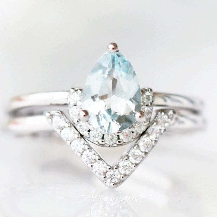 Aria Aquamarine Ring Set- Sterling Silver