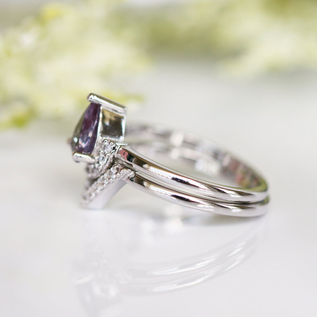 Aria Alexandrite Ring Set- Sterling Silver