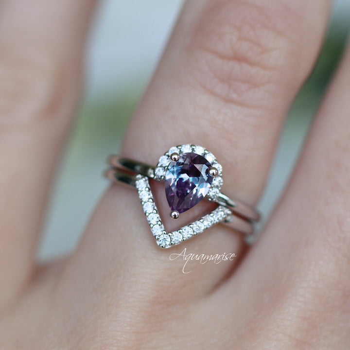 Aria Alexandrite Ring Set- Sterling Silver