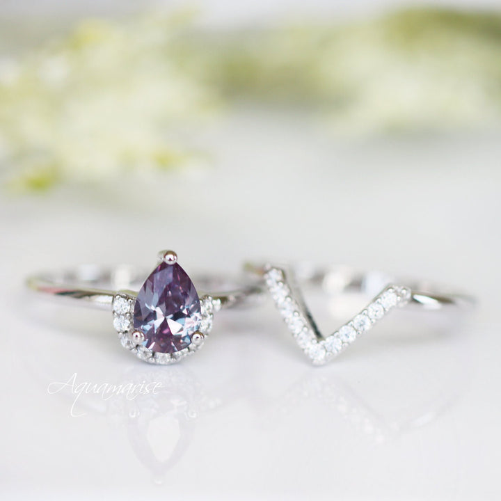 Aria Alexandrite Ring Set- Sterling Silver