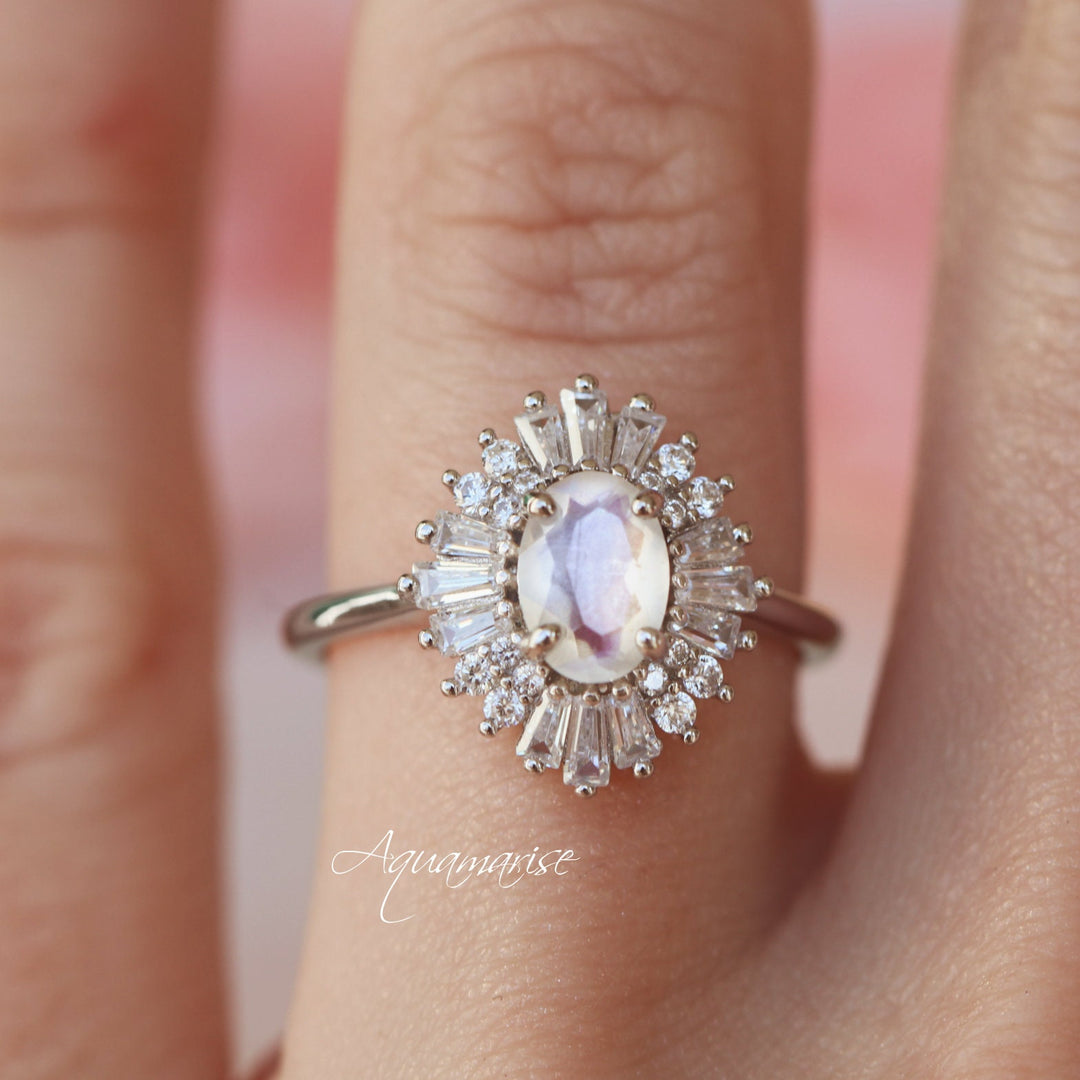 Victoria Natural Moonstone Ring- Sterling Silver