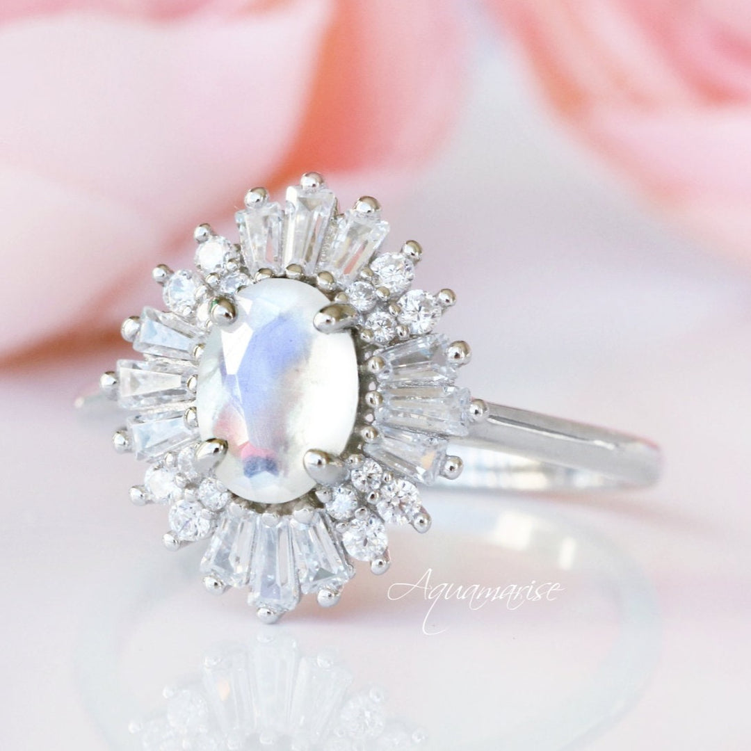 Victoria Natural Moonstone Ring- Sterling Silver