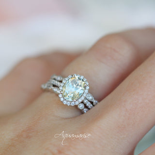 Iris Green Amethyst Engagement Ring in 14K White Gold