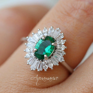 Victoria Emerald Engagement Ring in Sterling Silver