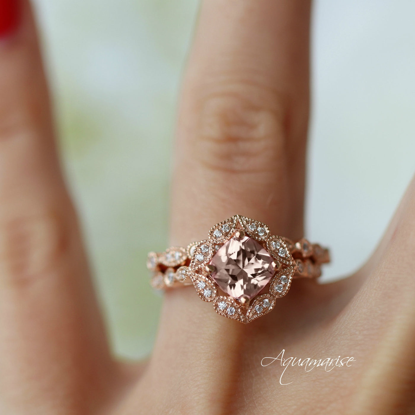 Luxe Morganite Ring-  14k Rose Gold Vermeil