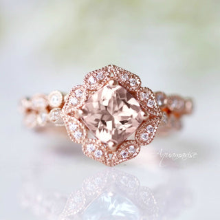 Morganite Ring-  14k Rose Gold Vermeil
