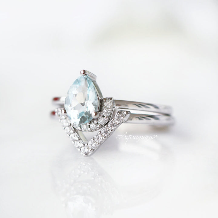 Aria Aquamarine Ring Set- Sterling Silver