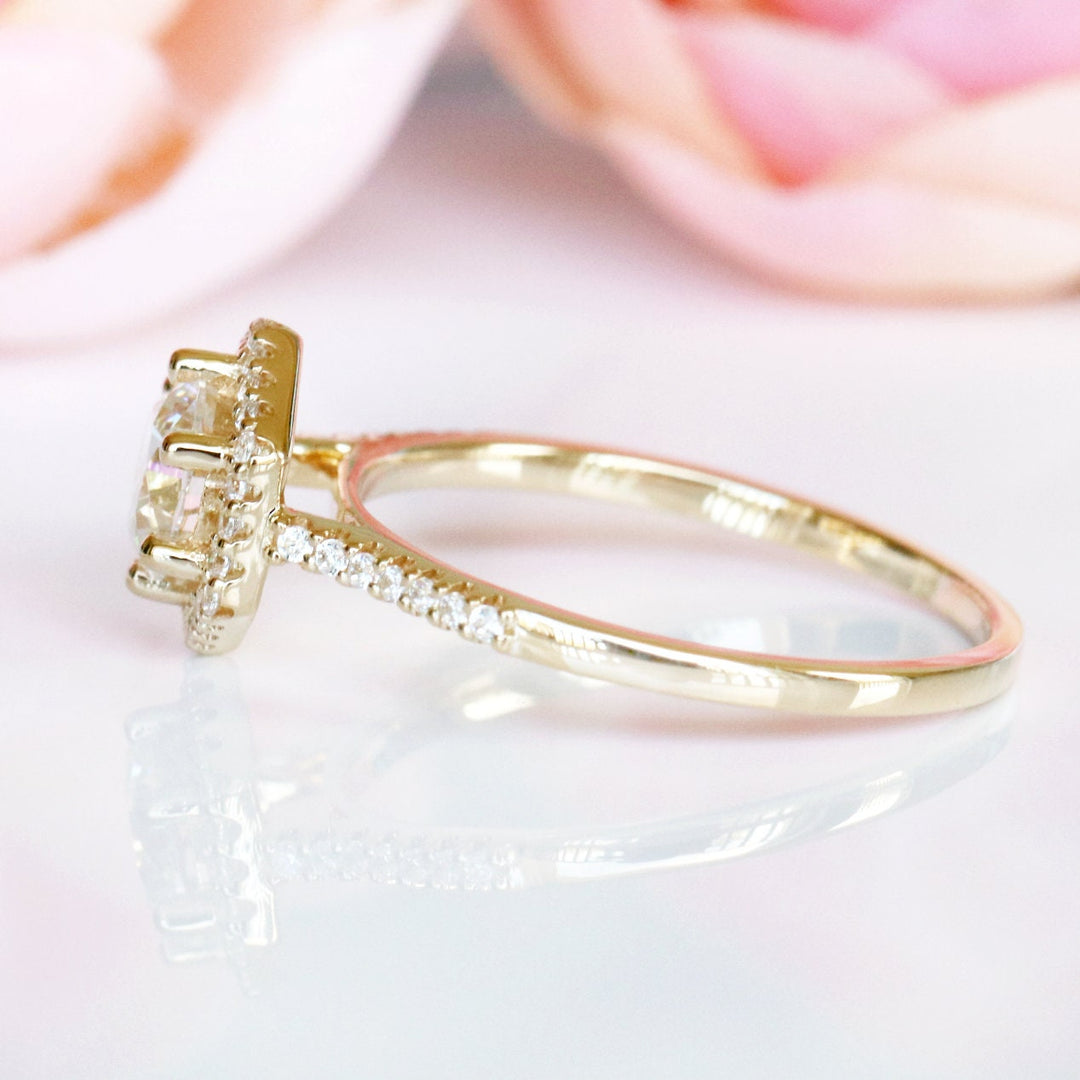 Isabelle Hexagon Engagement Ring- 10K/14K/18K Solid Yellow Gold