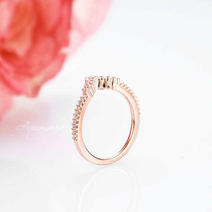 Diamond or Moissanite Wedding Band- 14K Solid Rose Gold