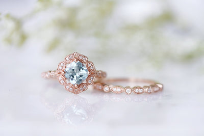 Luxe Aquamarine Ring- 14k Rose Gold Vermeil