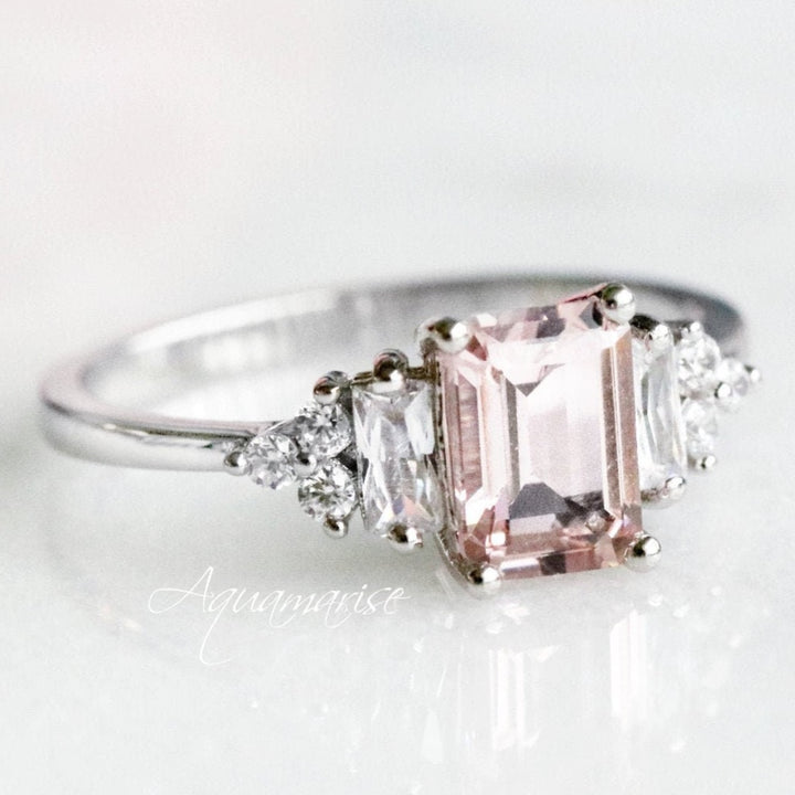 Amelia Morganite Ring- Sterling Silver