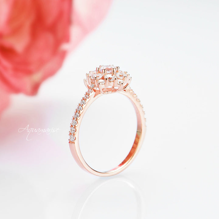 Snowflake Engagement ring- 14K Solid Rose Gold