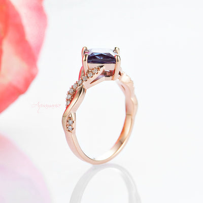 Sophia Kite Teal & Purple Alexandrite Engagement Ring- 14K Solid Rose Gold