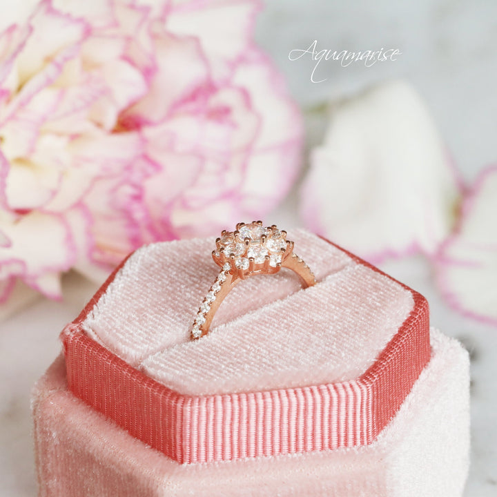 Snowflake Engagement ring- 14K Solid Rose Gold