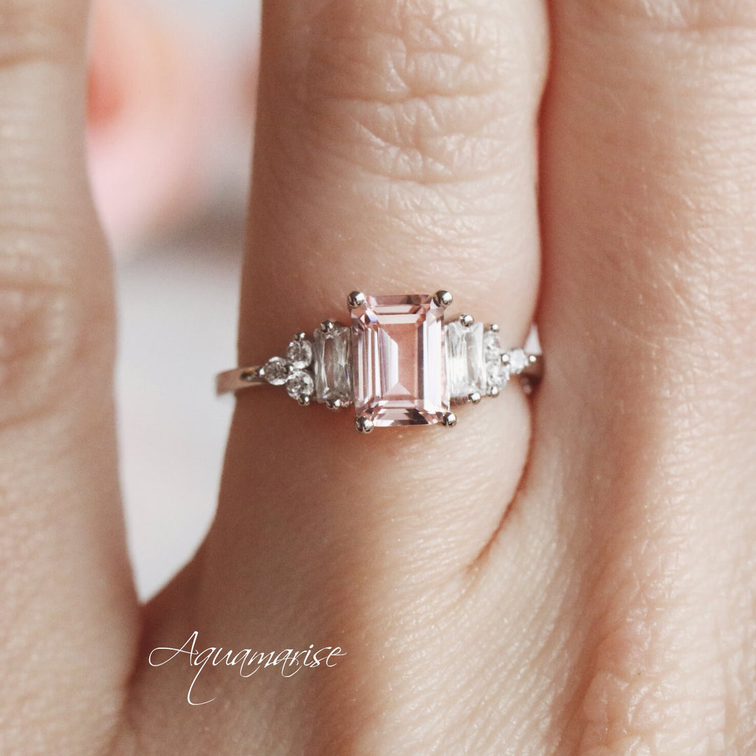 Amelia Morganite Ring- Sterling Silver