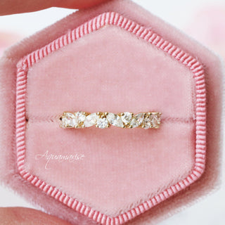 Willow Marquise Natural Diamond or Moissanite Wedding Band in 10K/14K/18K Solid Yellow Gold