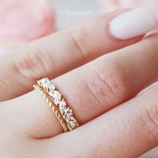 Marquise Natural Diamond or Moissanite Wedding Ring Set in 10K/14K/18K Solid Yellow Gold