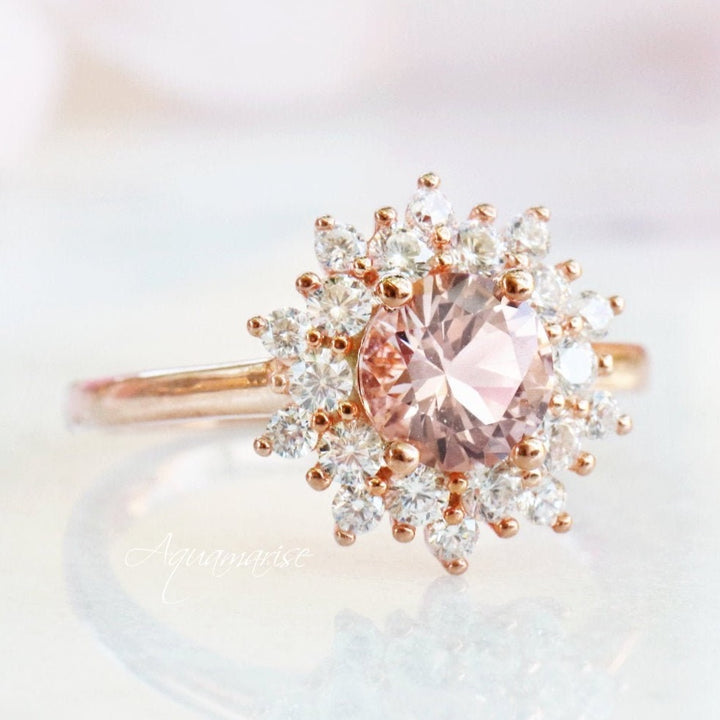 Avery Natural Morganite Engagement Ring- 14K Solid Rose Gold