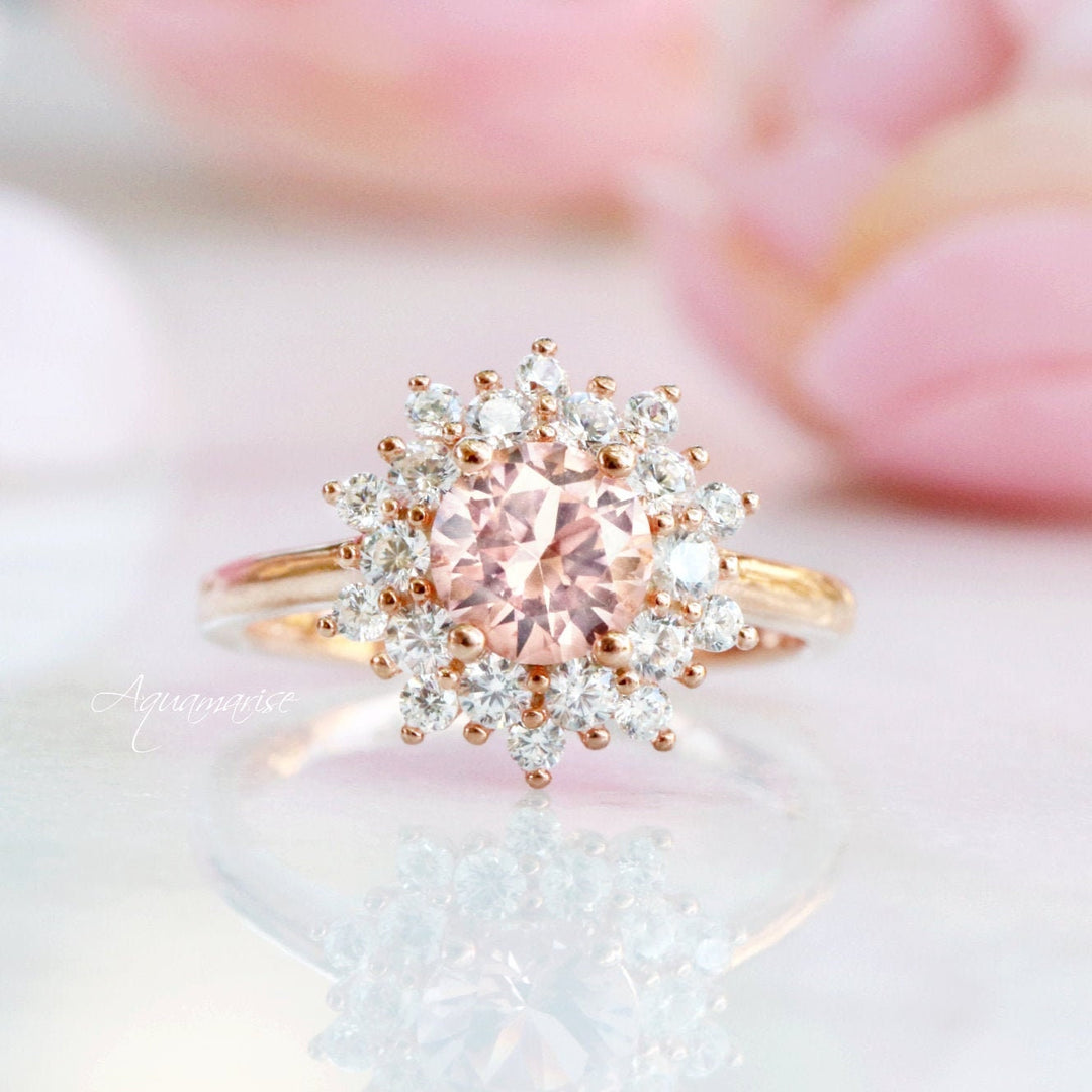 Avery Natural Morganite Engagement Ring- 14K Solid Rose Gold